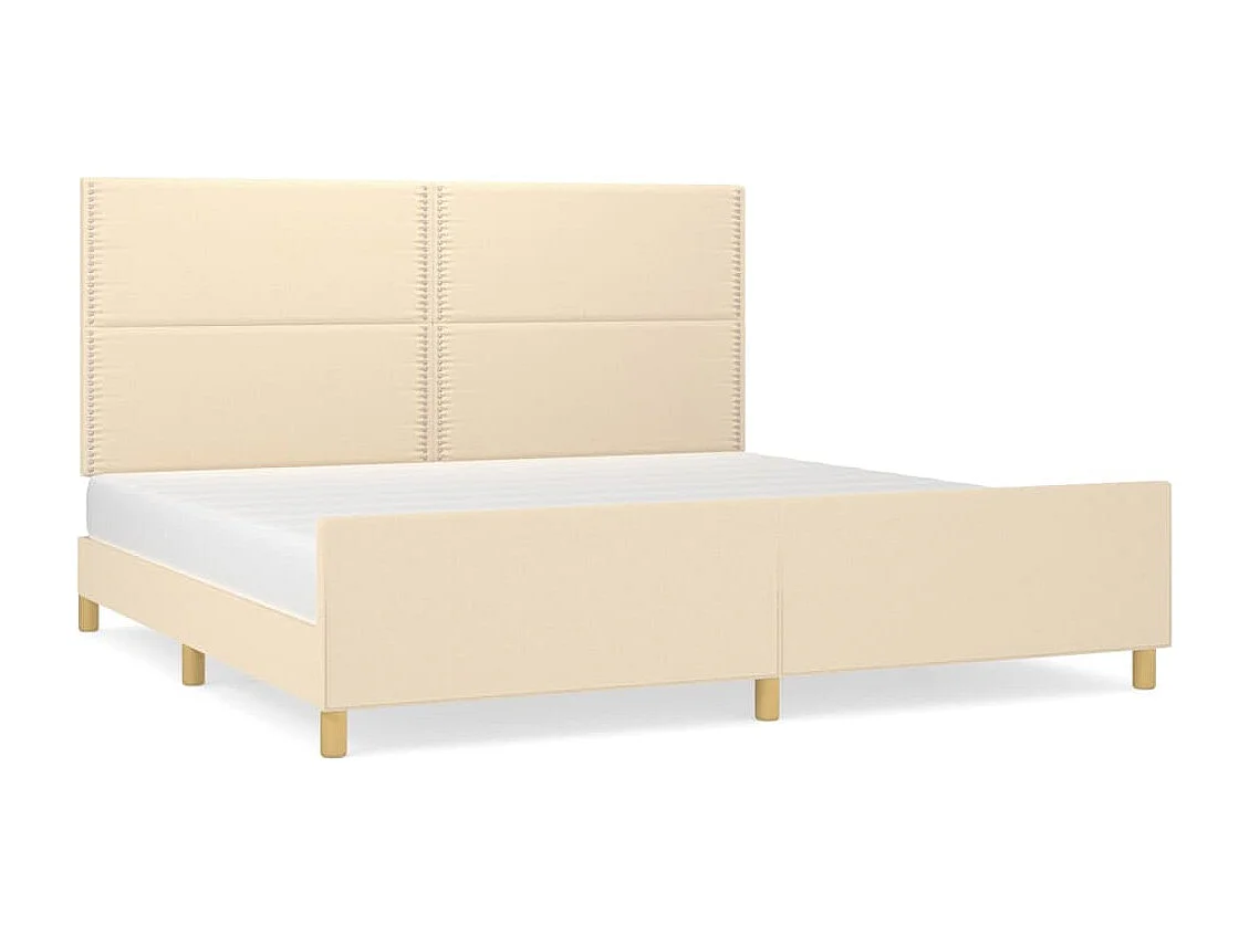 Lit double | Lit adulte | Cadre de lit crème 200x200 cm tissu