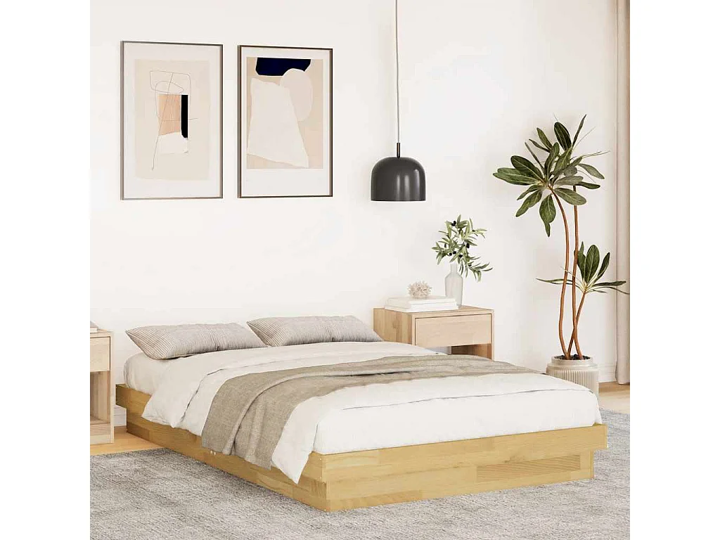 Lit simple | Lit adulte, enfant | Cadre de lit 120x200 cm bois massif de chêne