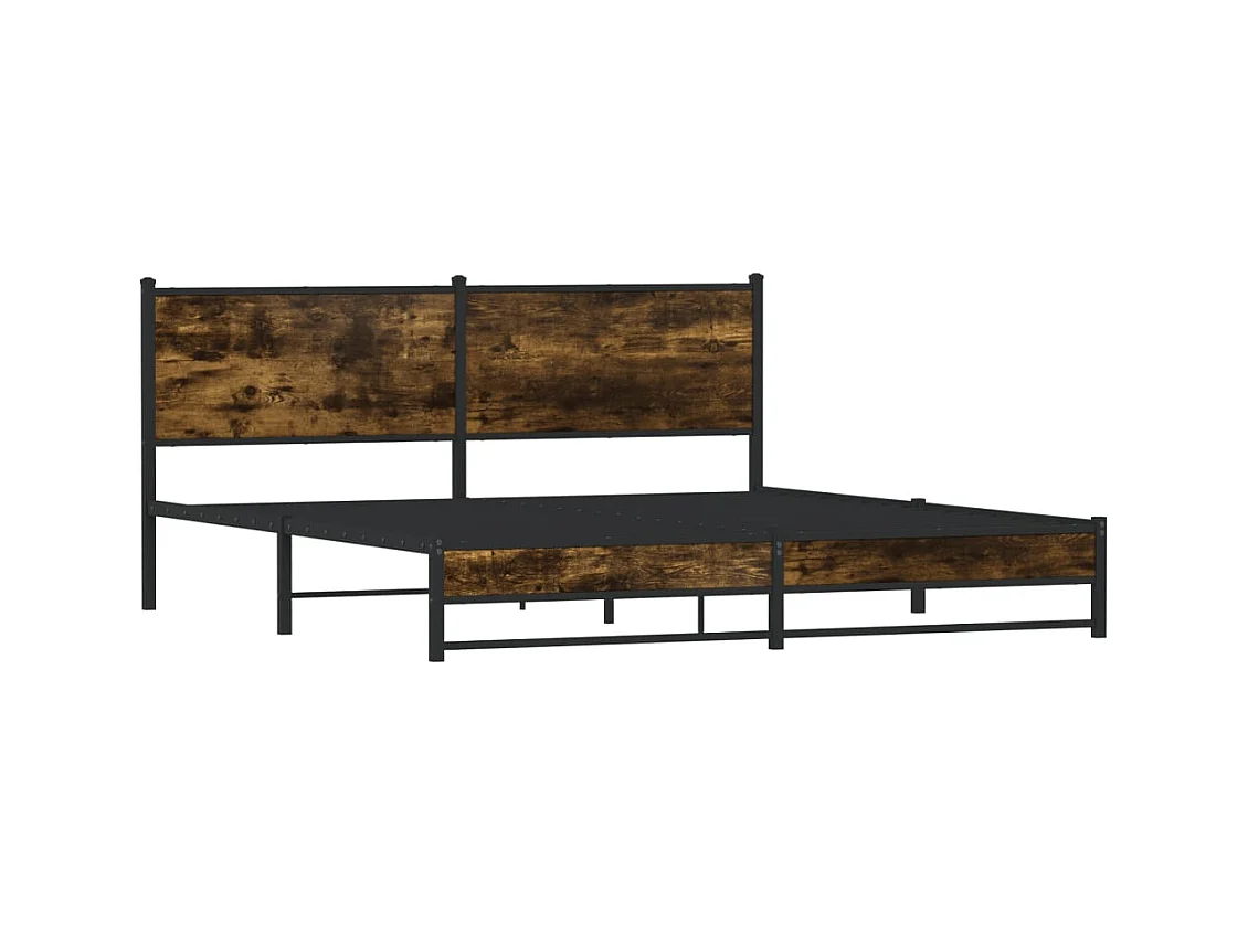 Letto per adulti | Letto matrimoniale | Giroletto senza Materaso in Metallo Rovere Fumo 180x200 cm