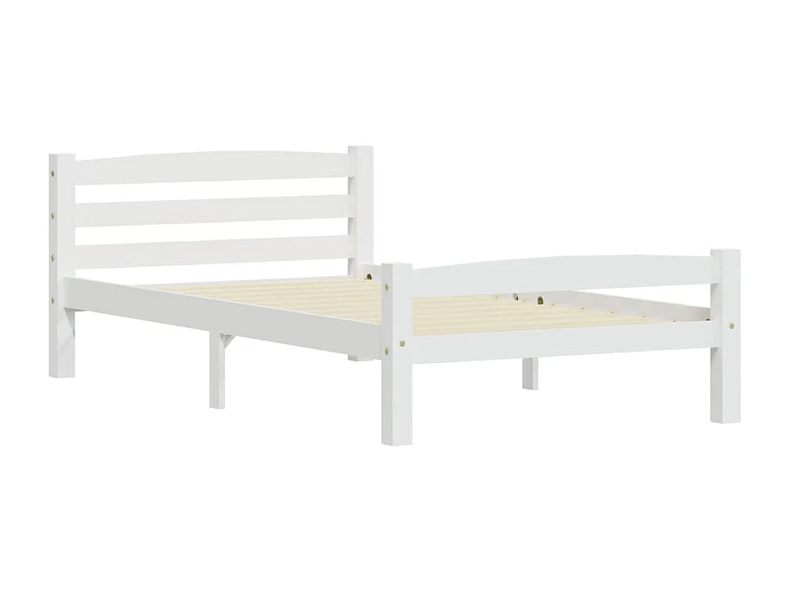 Lit simple | Lit adulte, enfant | Cadre de lit blanc bois de pin massif 100x200 cm