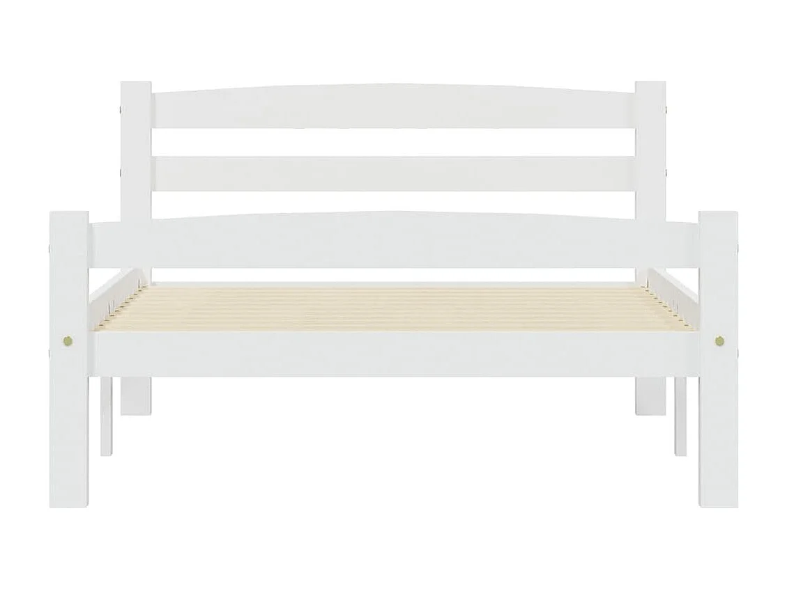 Lit simple | Lit adulte, enfant | Cadre de lit blanc bois de pin massif 100x200 cm
