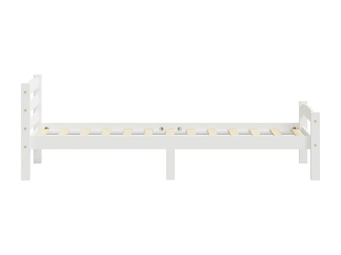 Lit simple | Lit adulte, enfant | Cadre de lit blanc bois de pin massif 100x200 cm