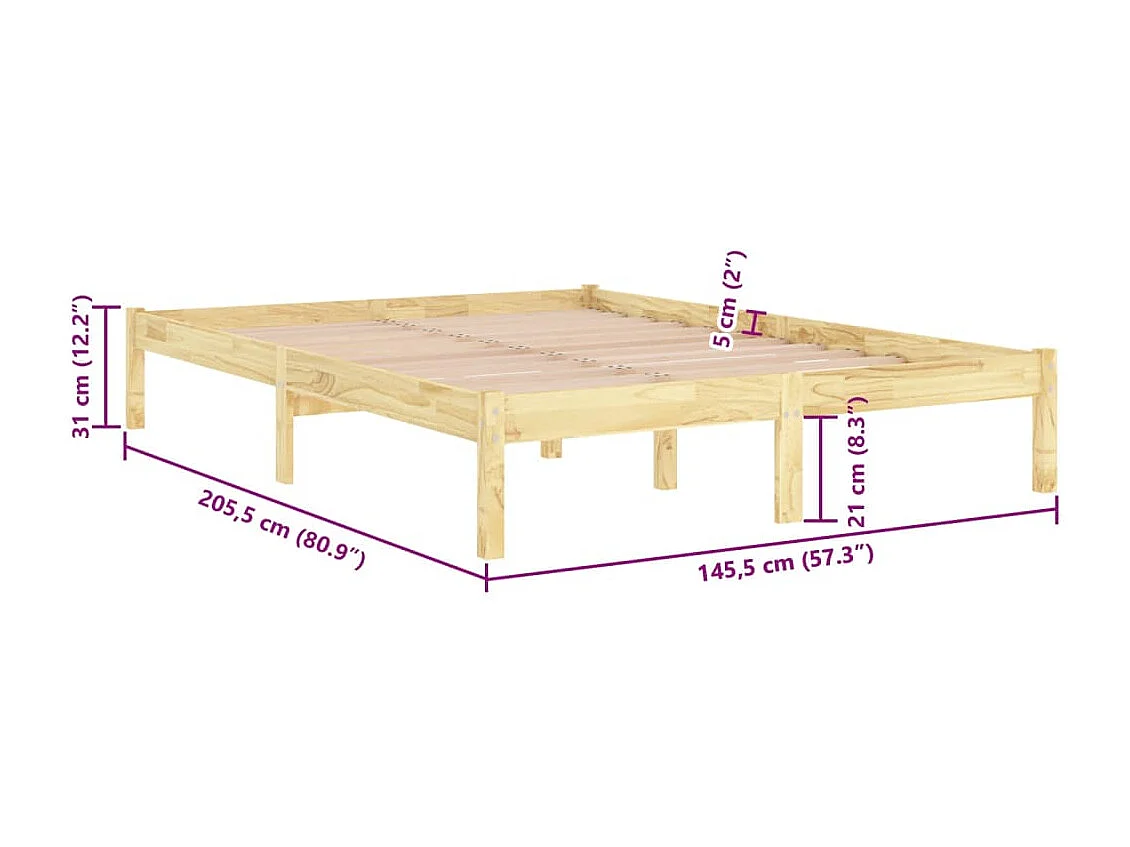 Lit double | Lit adulte | Cadre de lit bois massif 140x200 cm