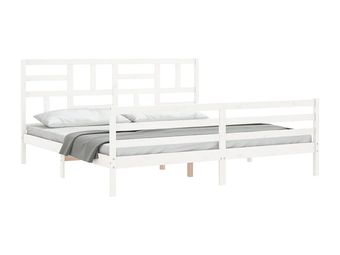 Lit double | Lit adulte | Cadre de lit blanc 200x200 cm bois massif