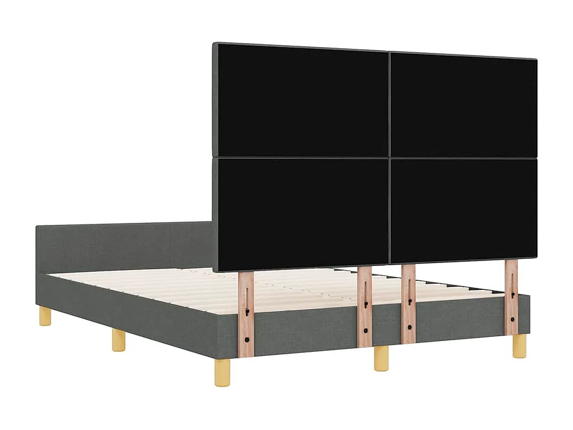Lit double | Lit adulte | Cadre de lit avec tête de lit Gris foncé 160x200 cm tissu