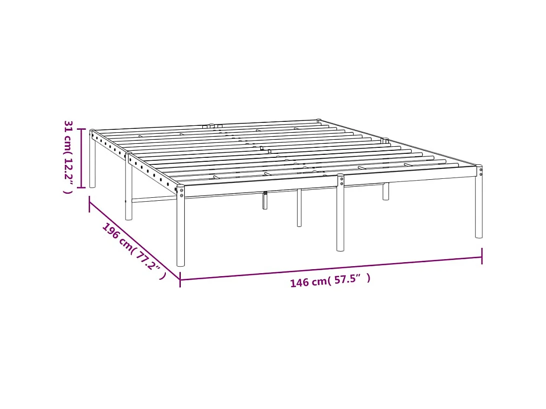 Lit double | Lit adulte | Cadre de lit métal noir 140x190 cm