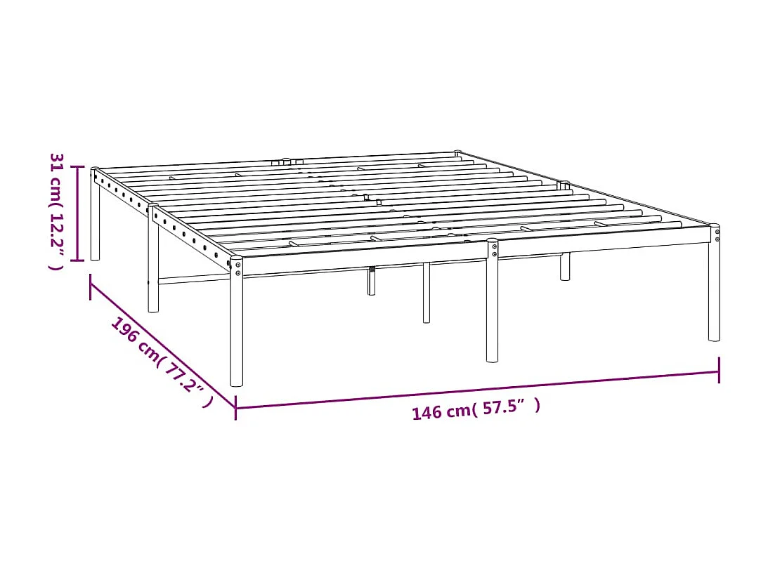 Lit double | Lit adulte | Cadre de lit métal noir 140x190 cm