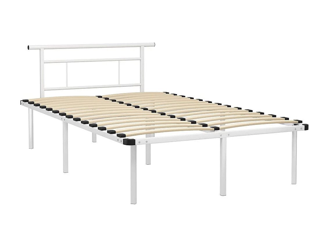 Lit simple | Lit adulte, enfant | Cadre de lit blanc métal 120x200 cm