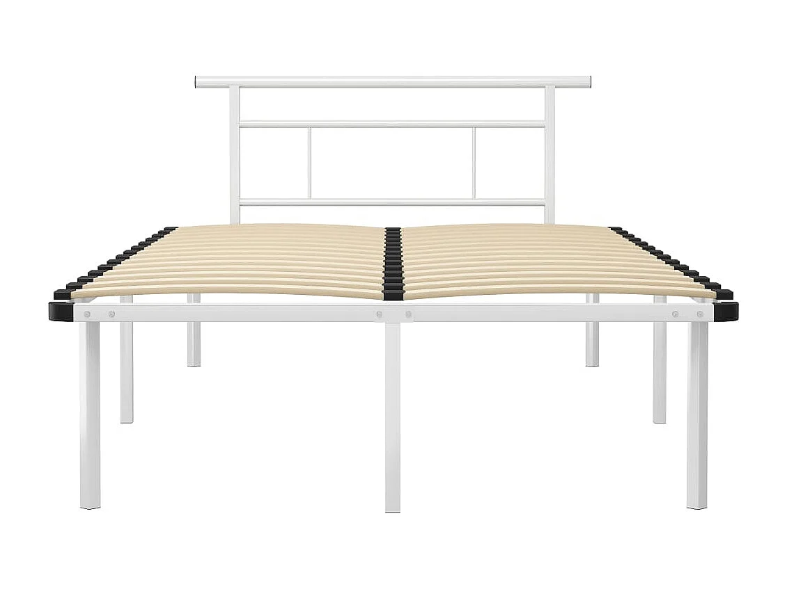 Lit simple | Lit adulte, enfant | Cadre de lit blanc métal 120x200 cm