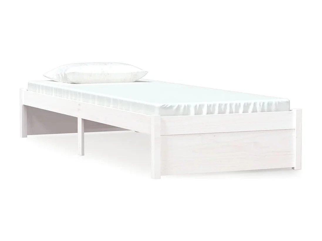 Lit simple | Lit adulte, enfant | Cadre de lit blanc bois massif 75x190 cm