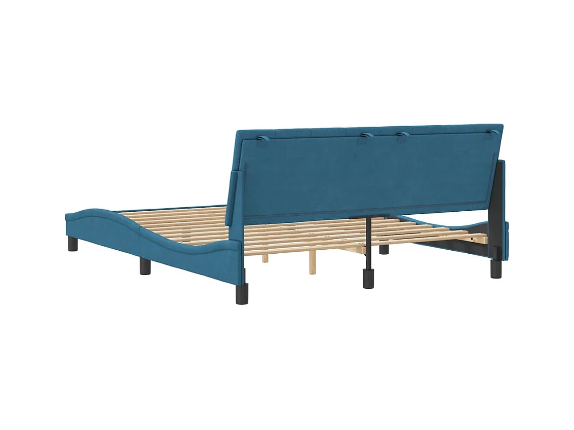 Lit double | Lit adulte | Cadre de lit bleu 160x200 cm velours