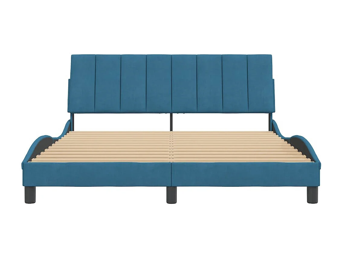 Letto per adulti | Letto matrimoniale | Giroletto senza Materasso Hanko Blu 160x200 cm in Velluto