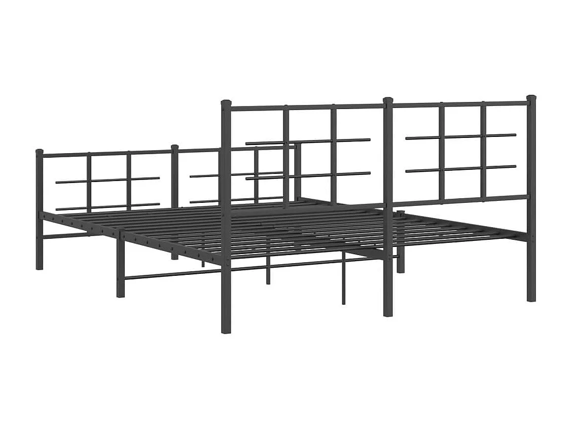 Lit double | Lit adulte | Cadre de lit métal avec pied de lit noir 150x200cm