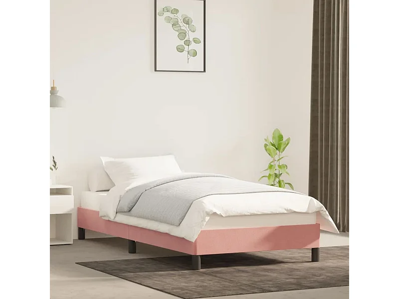 Lit simple | Lit adulte, enfant | Cadre de lit rose 80x200 cm velours