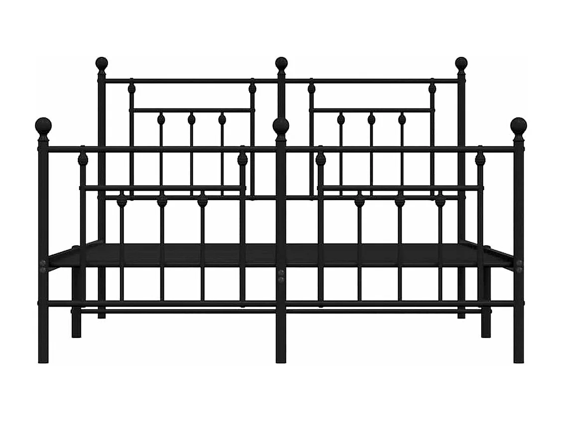 Lit double | Lit adulte | Cadre de lit métal avec pied de lit noir 150x200cm
