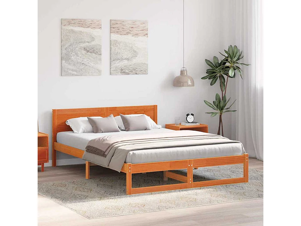 Lit double | Lit adulte | Cadre de lit Marron 160x200 cm Bois de pin massif