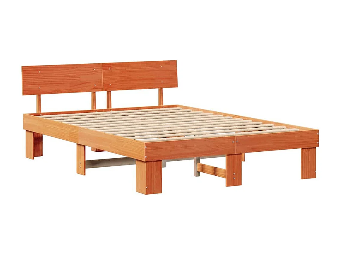 Lit double | Lit adulte | Cadre de lit Marron cire 160x200 cm Bois massif en pin