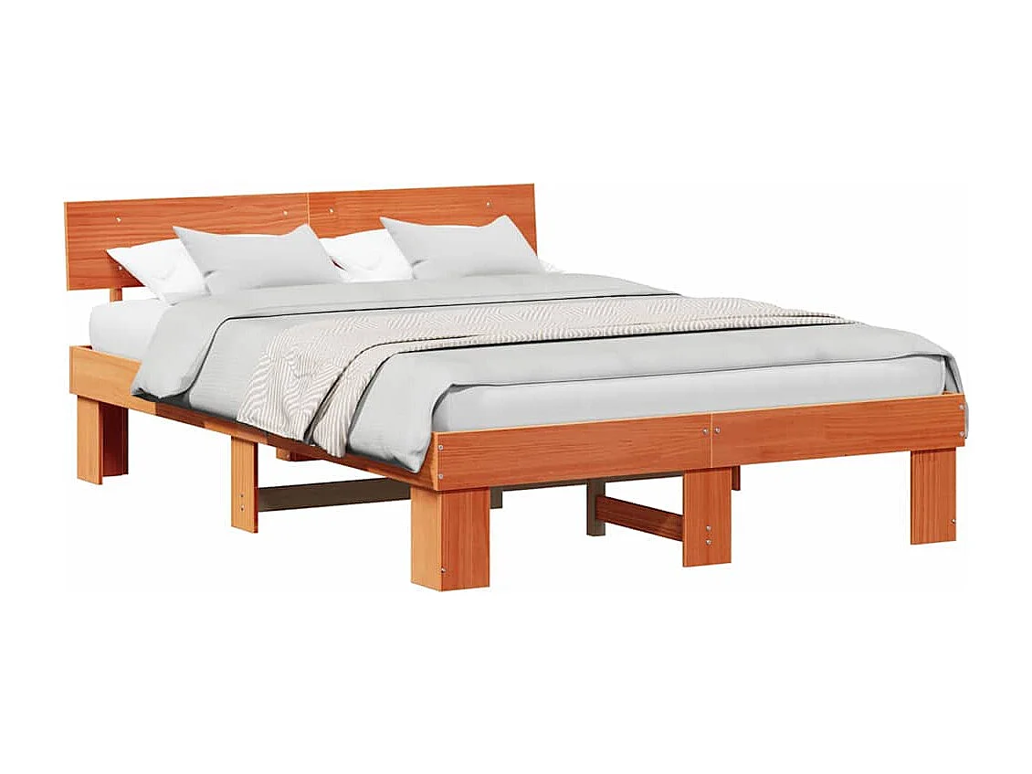 Lit double | Lit adulte | Cadre de lit Marron cire 160x200 cm Bois massif en pin