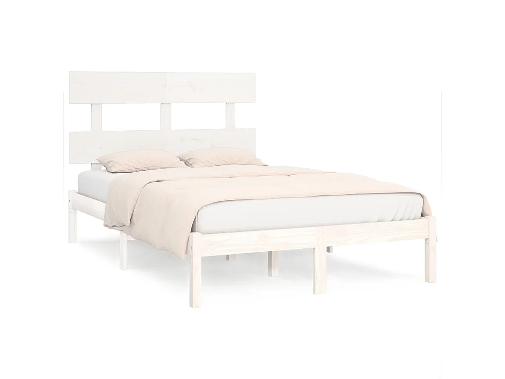 Lit double | Lit adulte | Cadre de lit blanc 160x200 cm bois massif