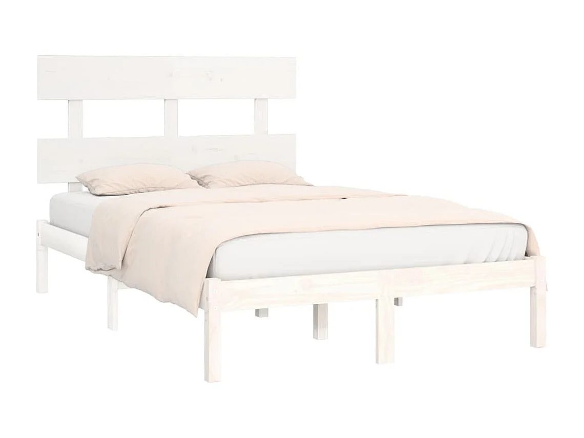 Lit double | Lit adulte | Cadre de lit blanc 160x200 cm bois massif