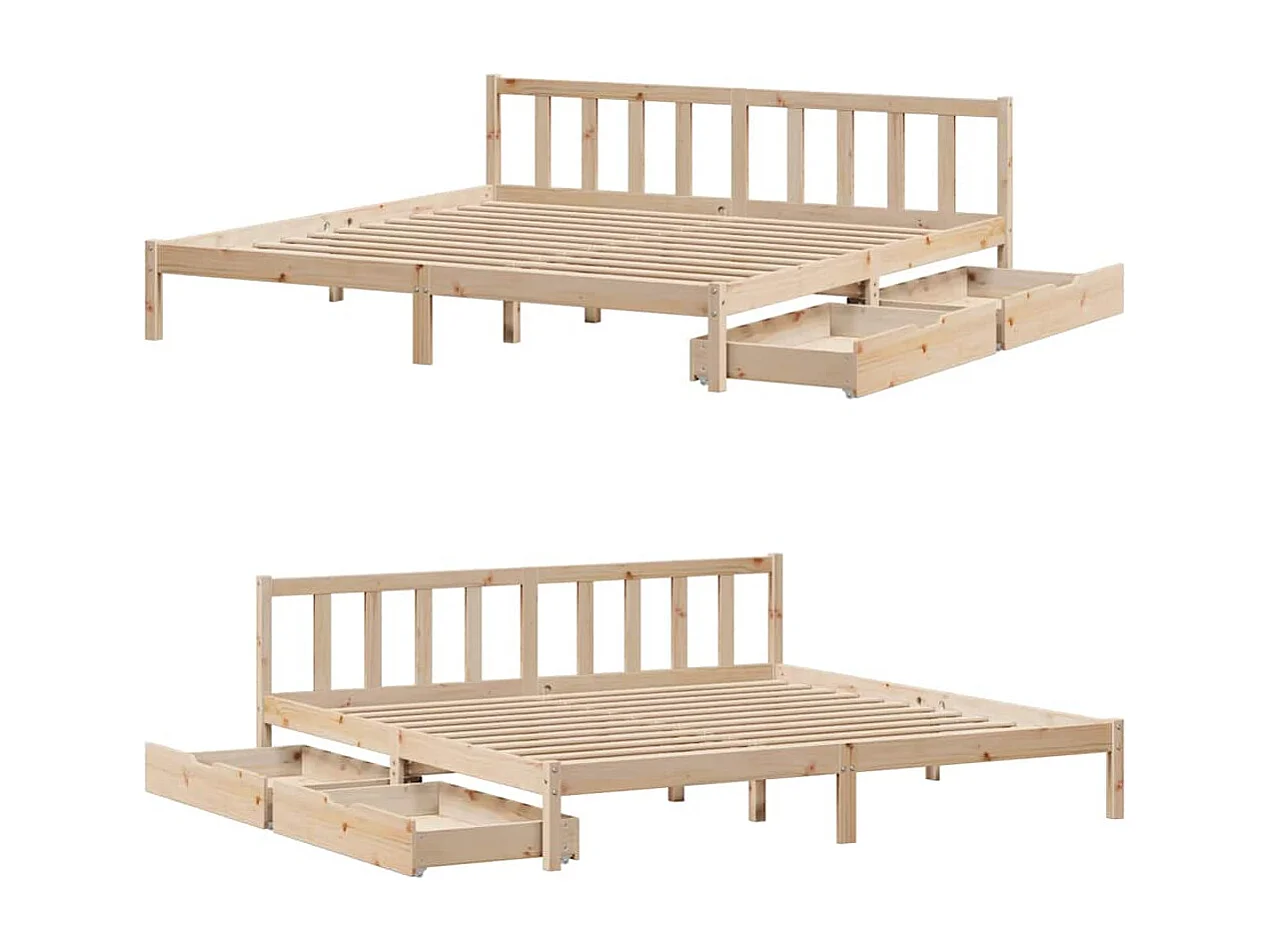 Lit double | Lit adulte | Cadre de lit 200x200 cm bois massif de pin