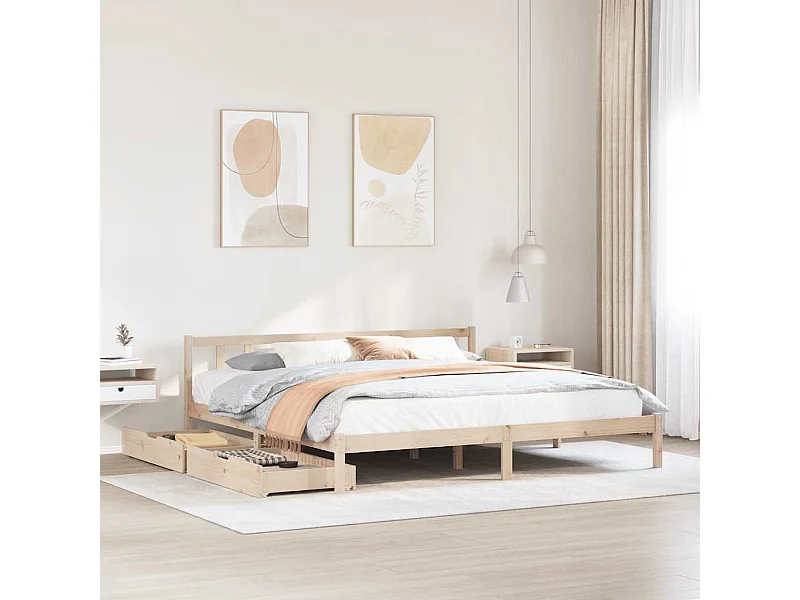 Lit double | Lit adulte | Cadre de lit 200x200 cm bois massif de pin