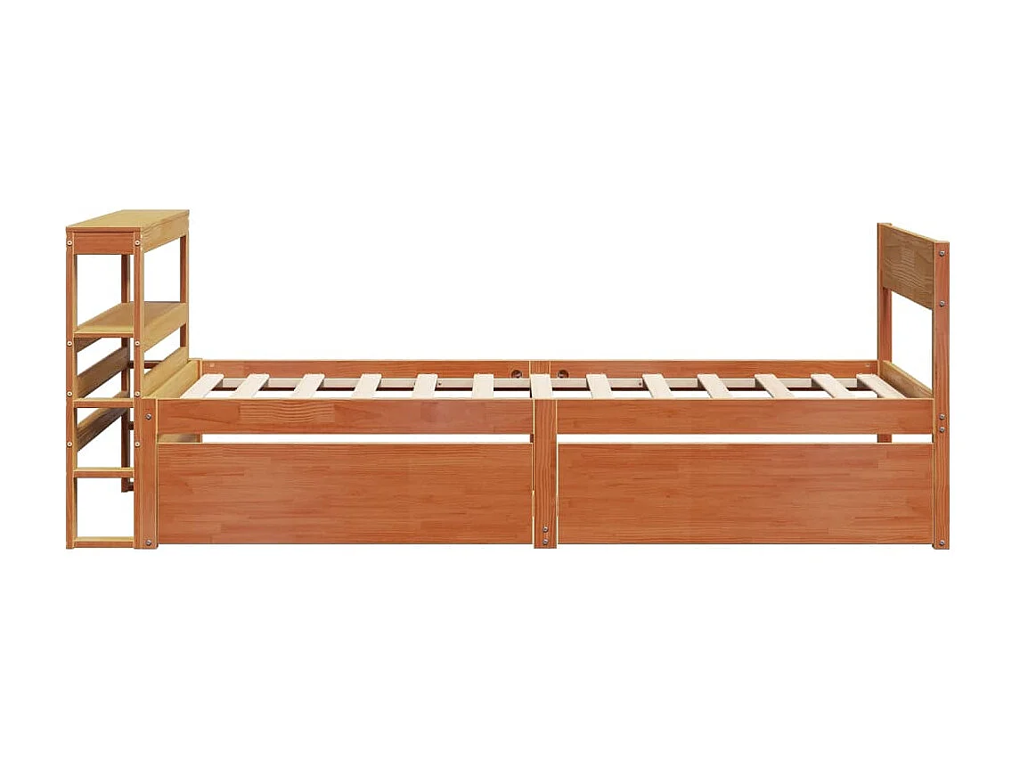 Lit simple | Lit adulte, enfant | Cadre de lit cire marron 75x190 cm bois pin massif