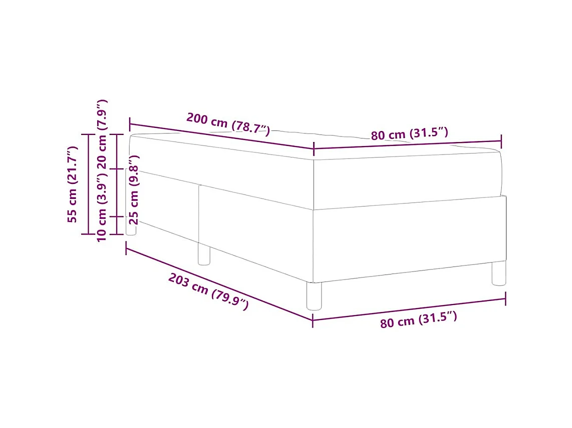 Lit simple | Lit adulte, enfant | Cadre de lit Noir et blanc et noir 80x200 cm Velours