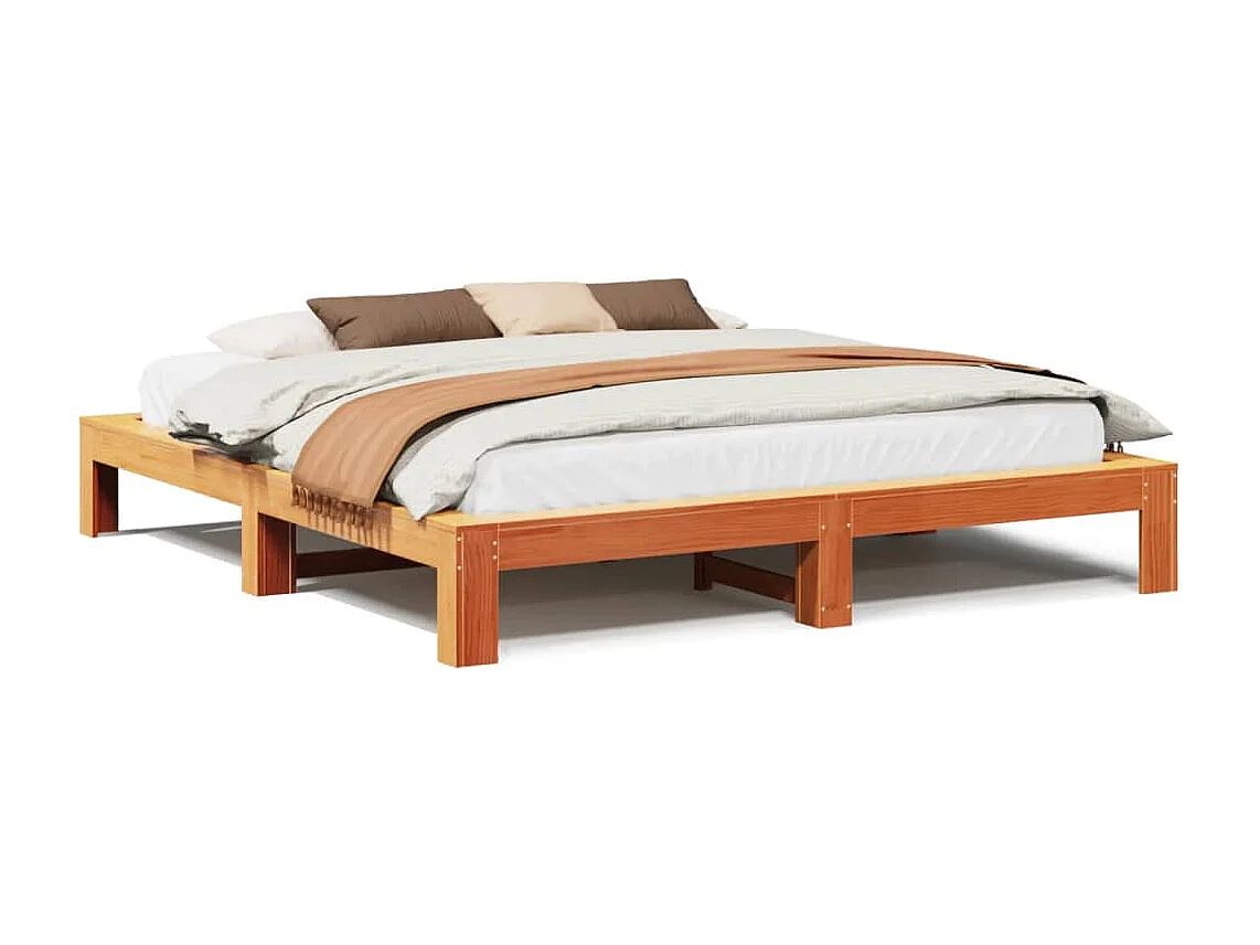 Lit double | Lit adulte | Cadre de lit cire marron 180x200cm bois pin massif
