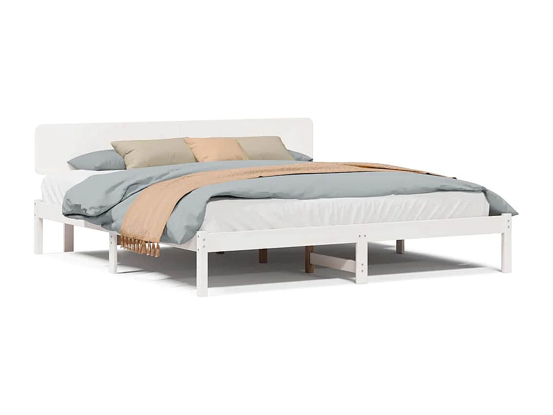 Lit double | Lit adulte | Cadre de lit Blanc 180x200 cm Bois massif en pin
