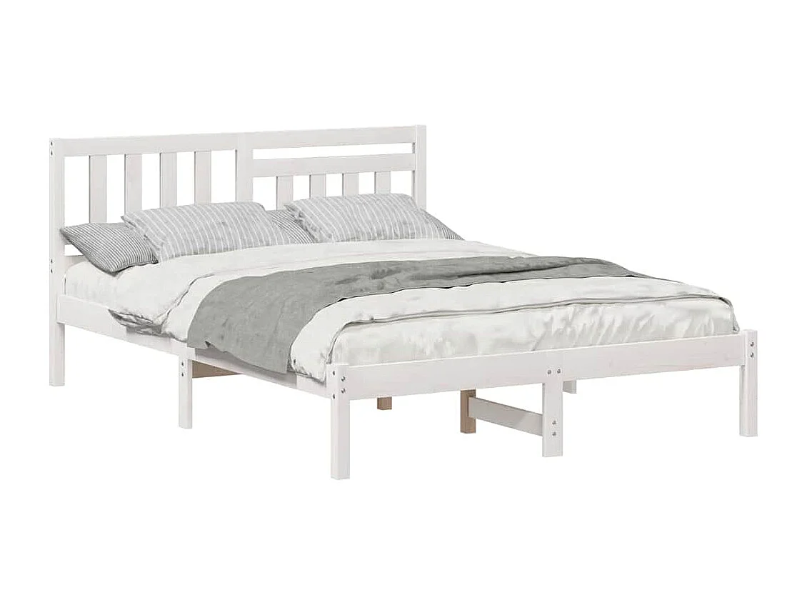 Lit double | Lit adulte | Cadre de lit Blanc 140x190 cm Bois massif en pin