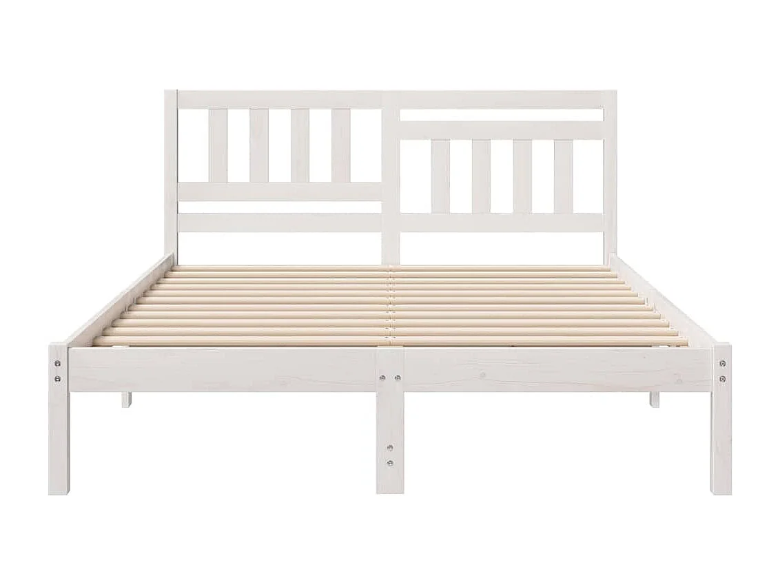 Lit double | Lit adulte | Cadre de lit Blanc 140x190 cm Bois massif en pin