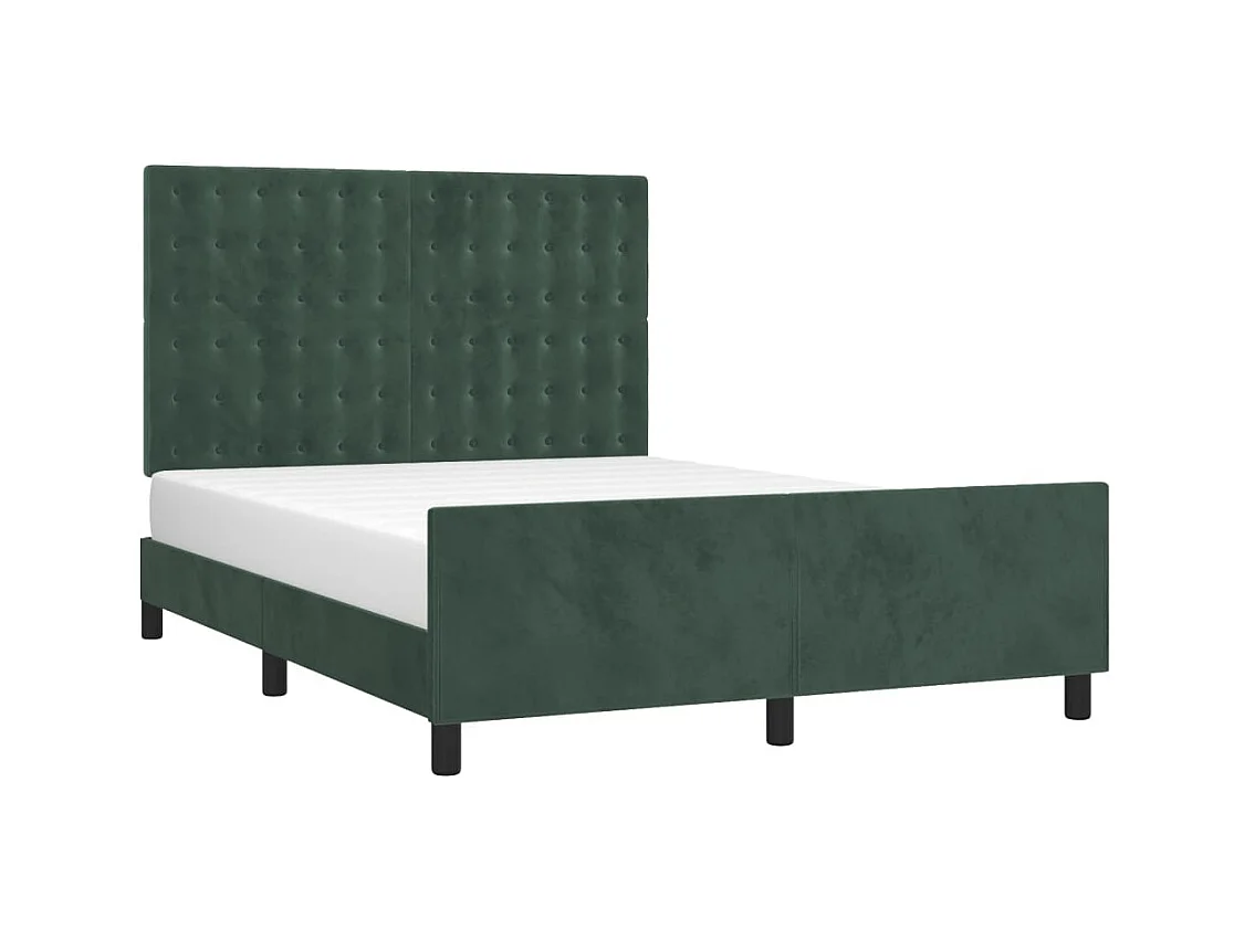 Lit double | Lit adulte | Cadre de lit vert foncé 140x190 cm velours