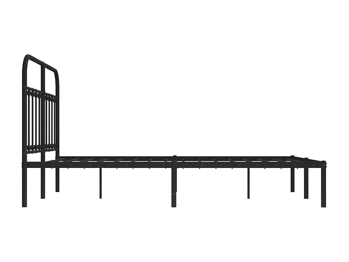 Lit double | Lit adulte | Cadre de lit métal avec tête de lit noir 140x200cm