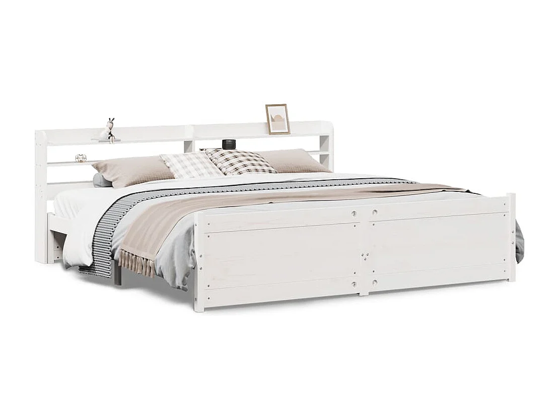 Letto per adulti | Letto matrimoniale | Giroletto con Testiera senza Materasso Bianco 180x200 cm