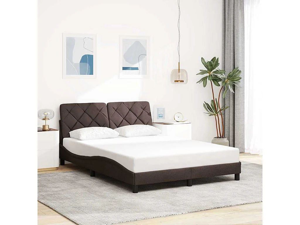 Letto per adulti | Letto matrimoniale | Giroletto con LED senza Materasso Marrone Scuro 140x190 cm