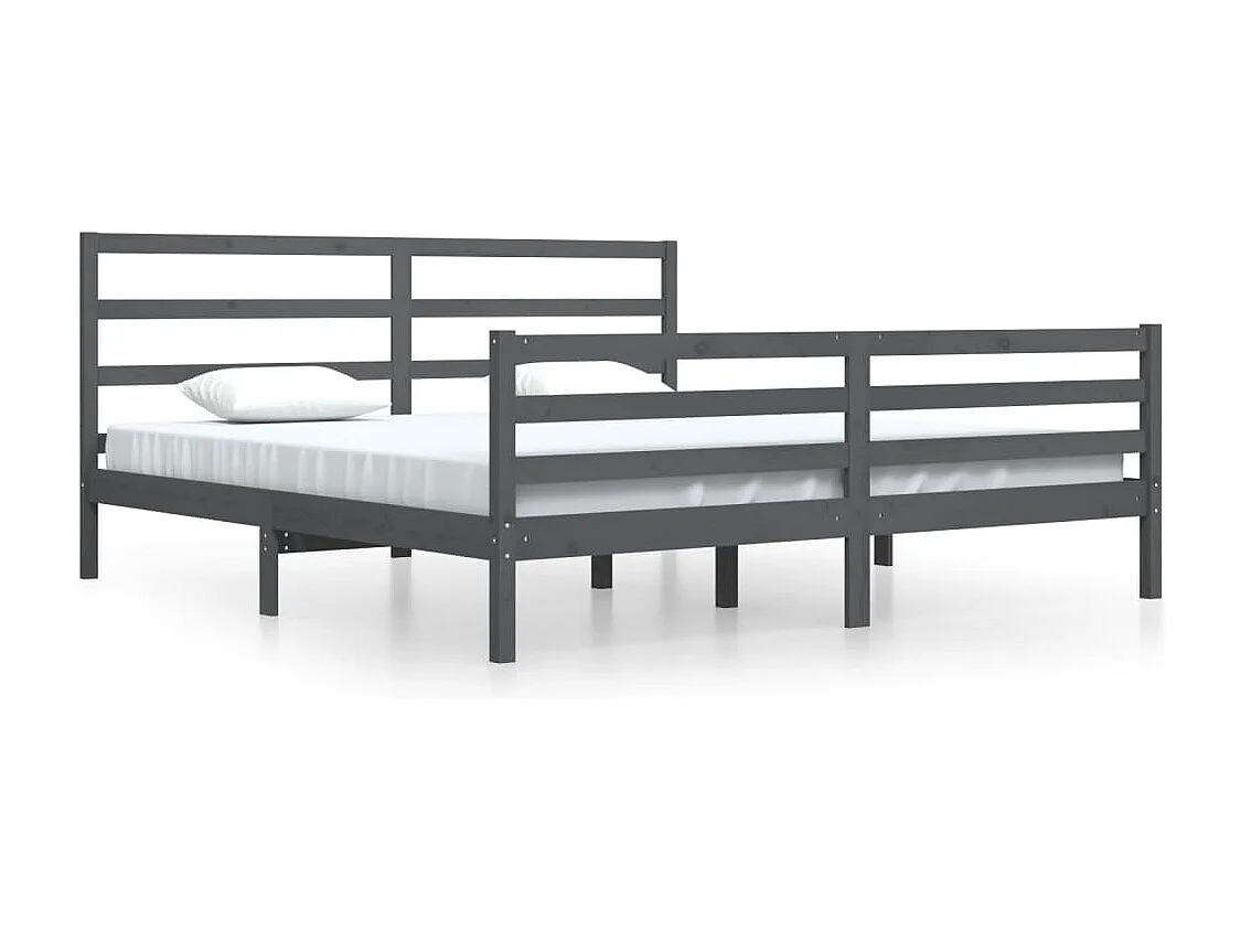 Lit double | Lit adulte | Cadre de lit bois massif de pin gris 200x200 cm