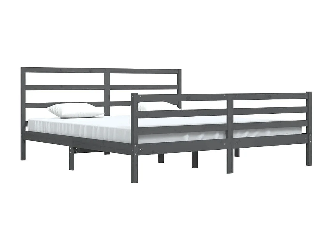 Lit double | Lit adulte | Cadre de lit bois massif de pin gris 200x200 cm