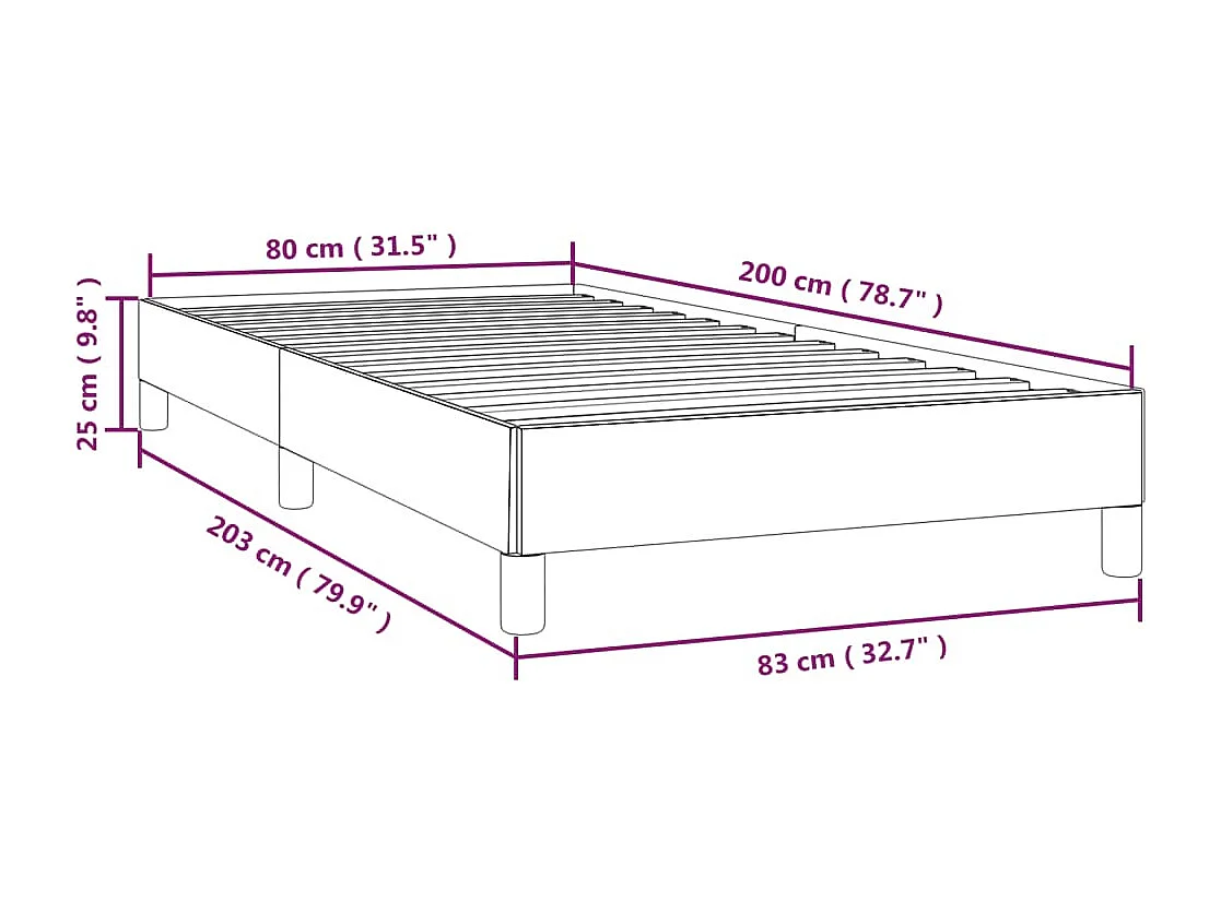 Lit simple | Lit adulte, enfant | Cadre de lit gris 80x200 cm similicuir