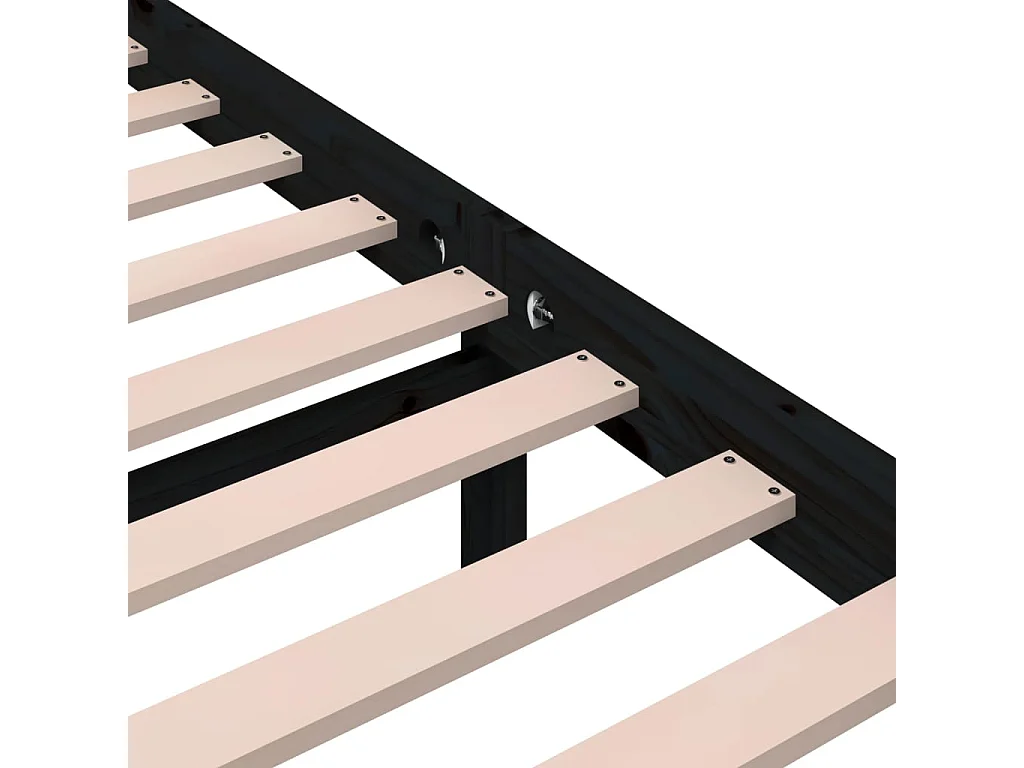 Lit simple | Lit adulte, enfant | Cadre de lit noir bois massif 100x200 cm