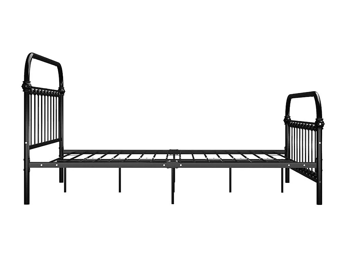 Lit double | Lit adulte | Cadre de lit et tête de lit noir 140x200 cm métal
