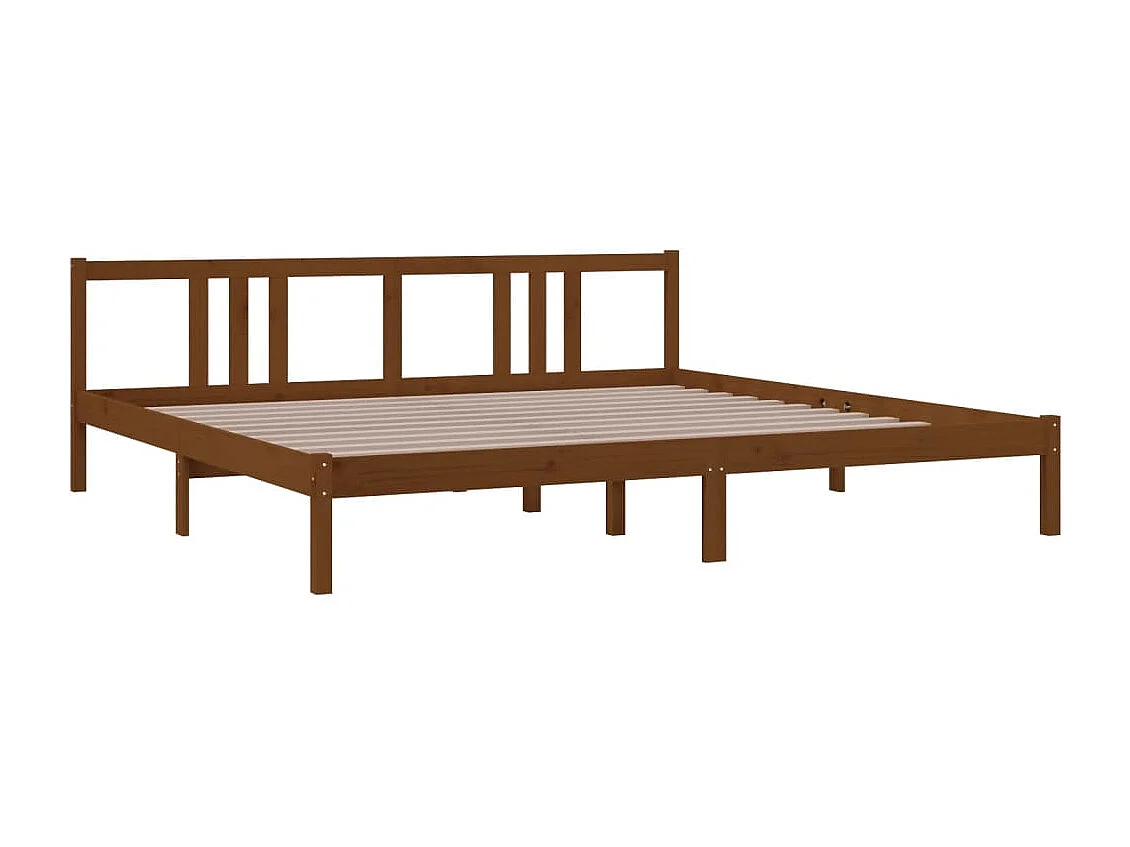 Lit double | Lit adulte | Cadre de lit marron miel bois massif 200x200 cm