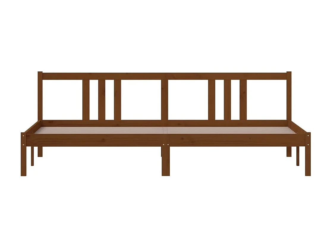 Lit double | Lit adulte | Cadre de lit marron miel bois massif 200x200 cm