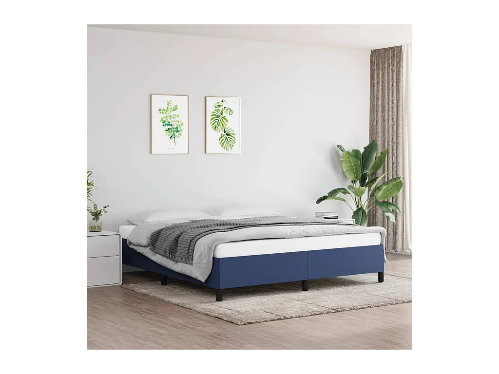 Lit double | Lit adulte | Cadre de lit bleu 160x200 cm tissu