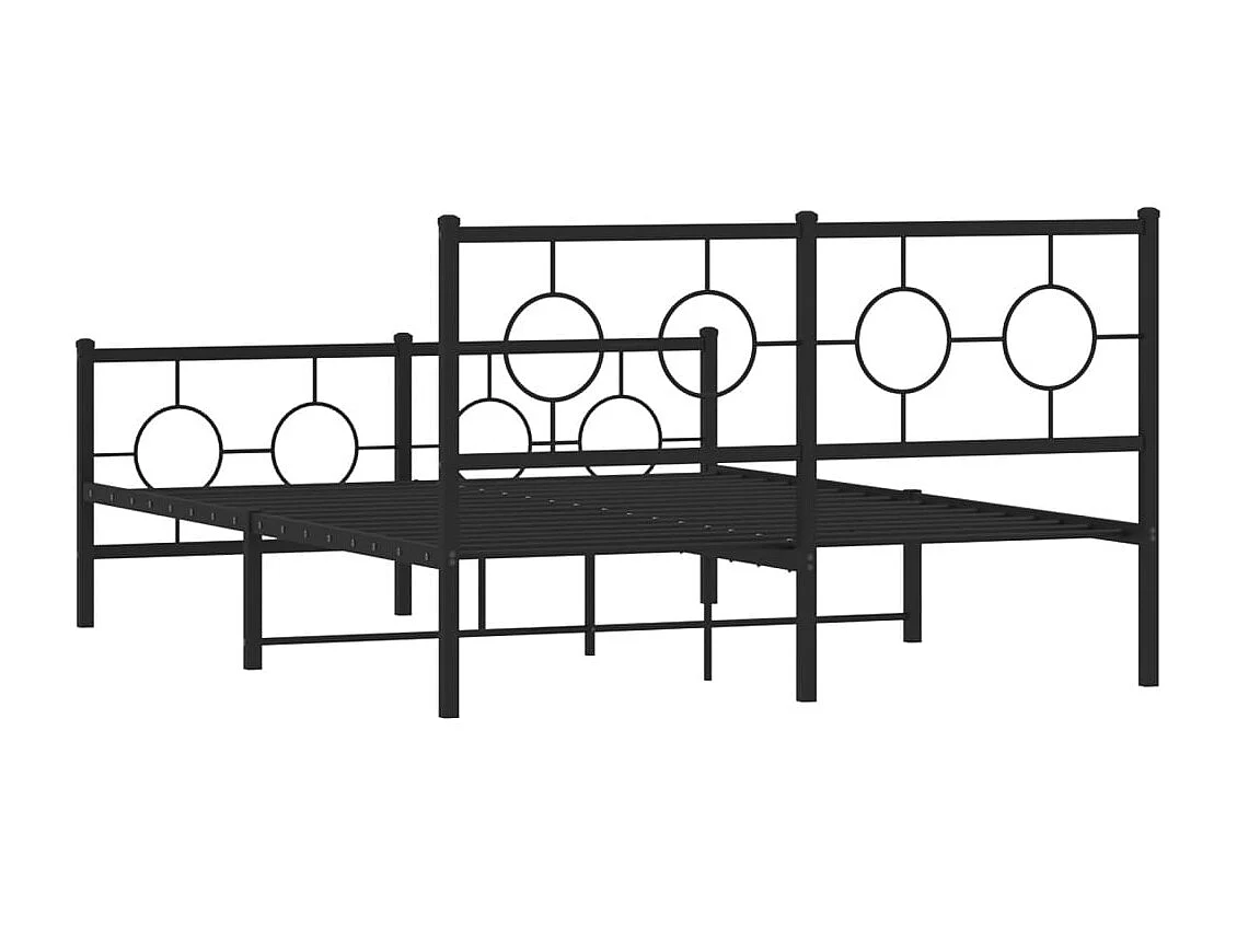 Lit double | Lit adulte | Cadre de lit métal avec pied de lit noir 135x190cm