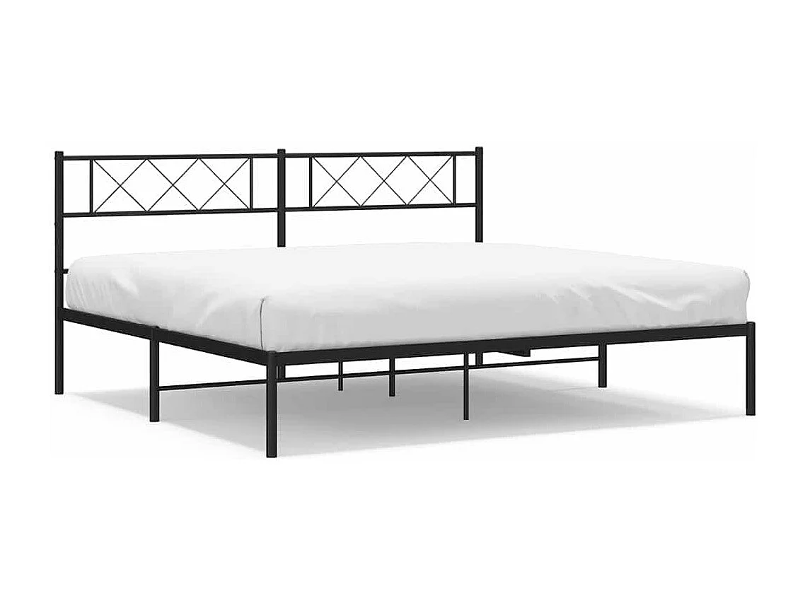 Lit double | Lit adulte | Cadre de lit métal avec tête de lit noir 183x213cm