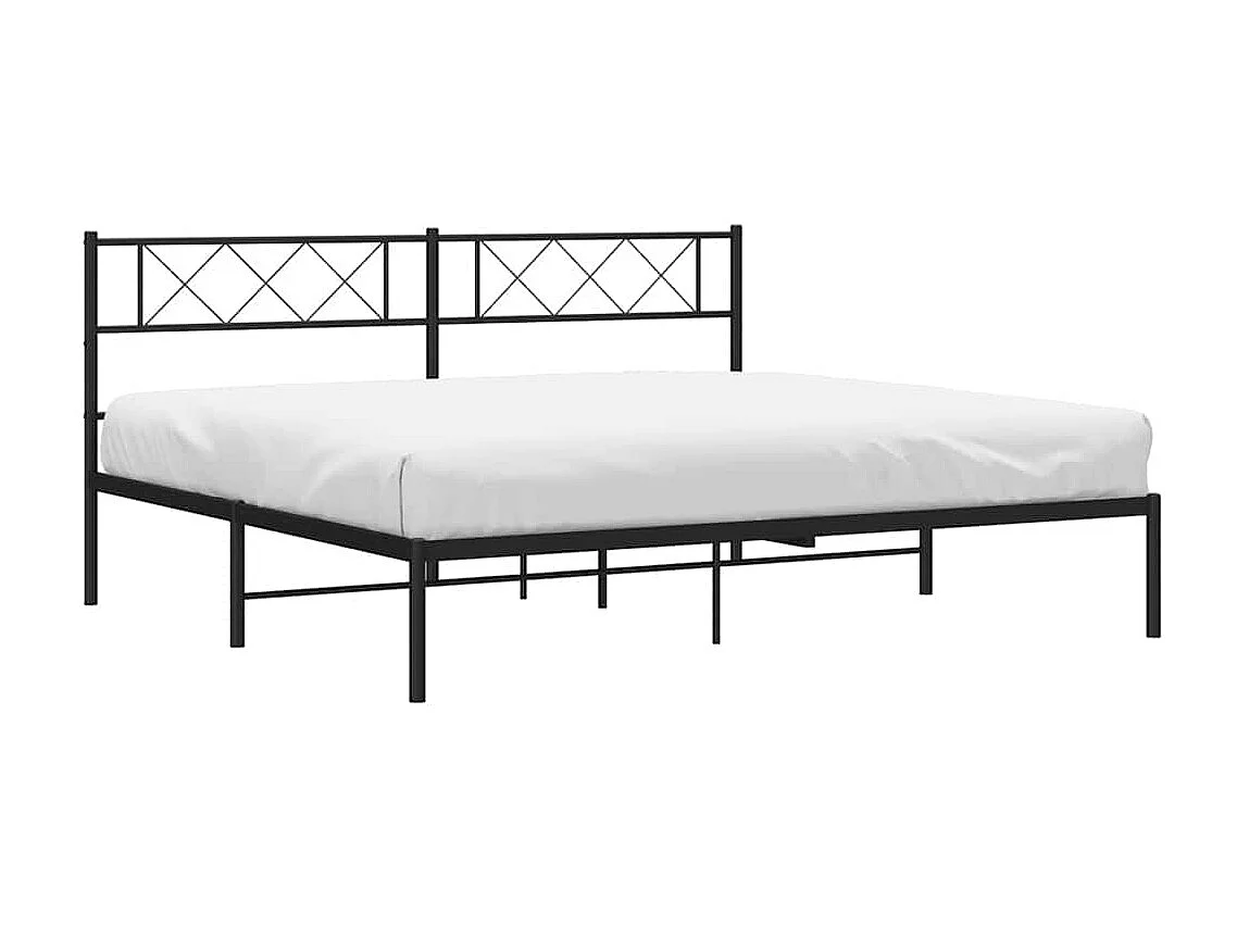 Lit double | Lit adulte | Cadre de lit métal avec tête de lit noir 183x213cm