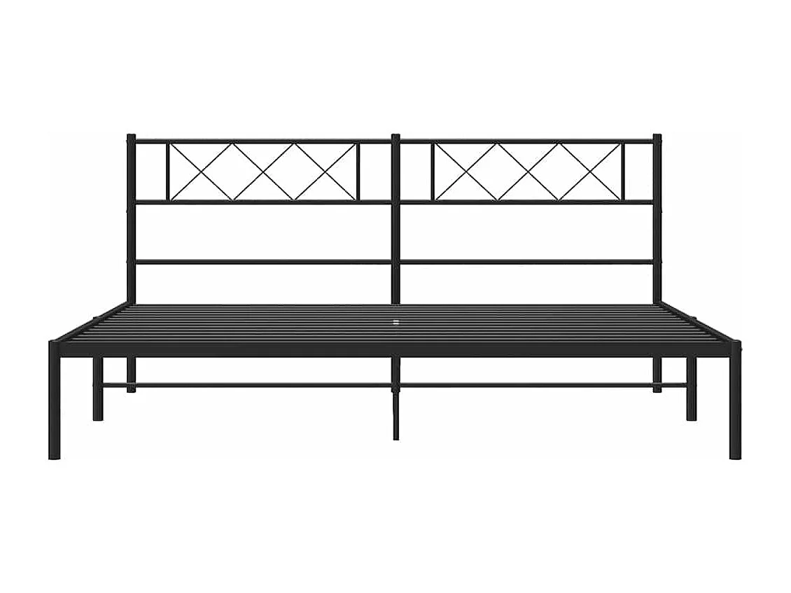 Lit double | Lit adulte | Cadre de lit métal avec tête de lit noir 183x213cm