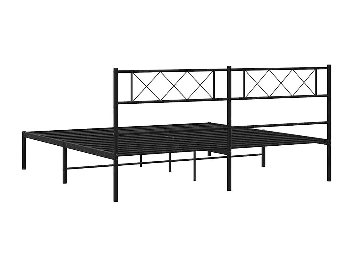 Lit double | Lit adulte | Cadre de lit métal avec tête de lit noir 183x213cm