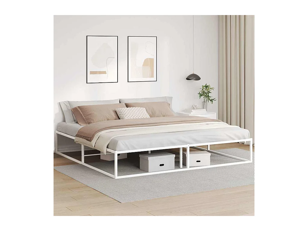 Letto per adulti | Letto matrimoniale | Giroletto senza Materasso Bianco 200x200 cm Metallo